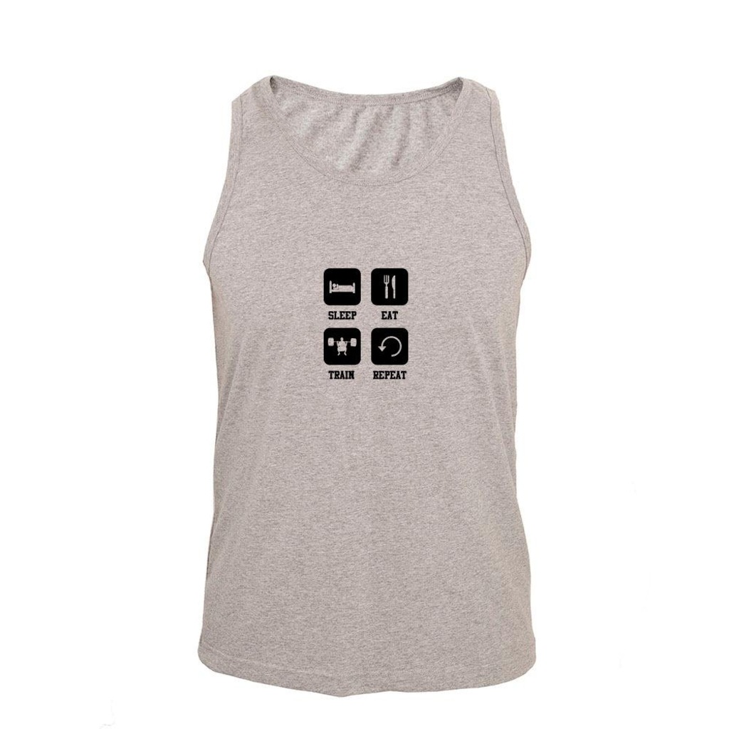 Imagem 1 do produto Camiseta Regata Masculina Algodão Sleep Eat Train Repeat Básica