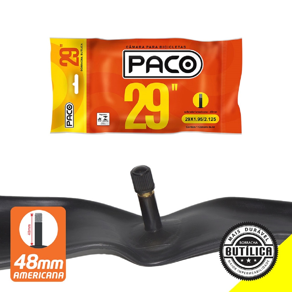 Imagem 1 do produto Câmara de Ar 29x1.95/2.125 Válvula Americana 48mm Paco