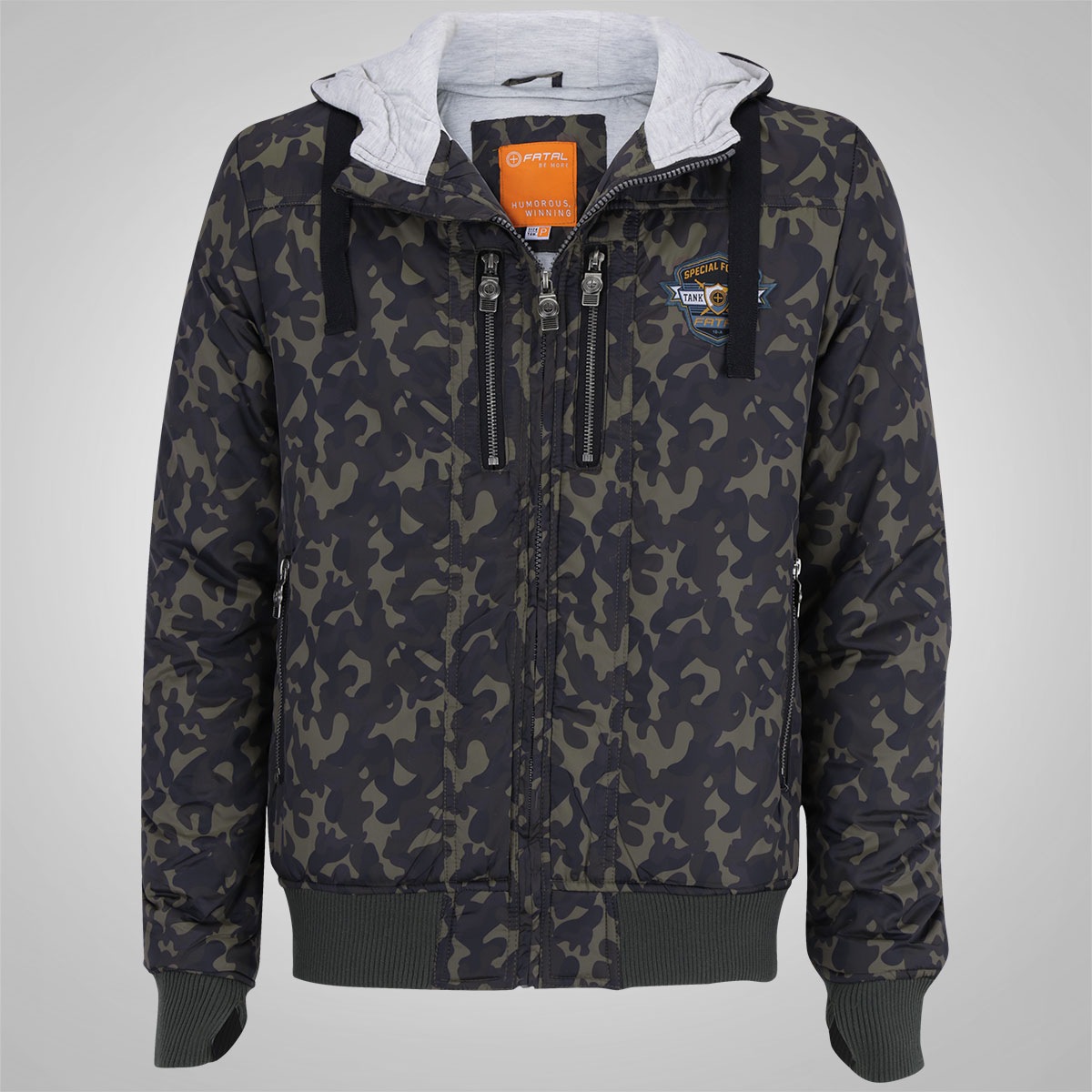 Jaqueta com Capuz e Manga com Furo para Polegar Fatal Full Print