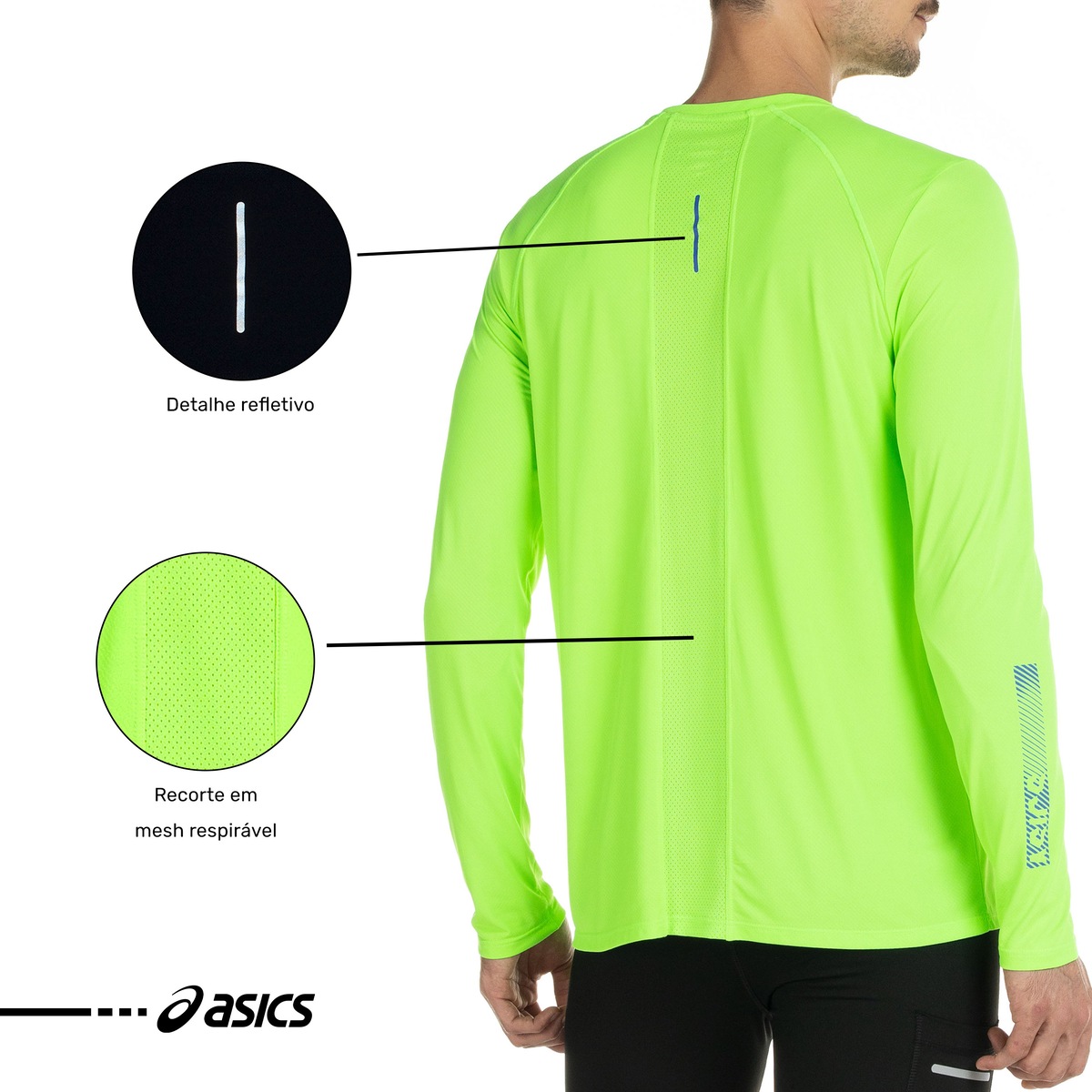 Camiseta ASICS Manga Longa Refletivo Yokohama - Masculina em
