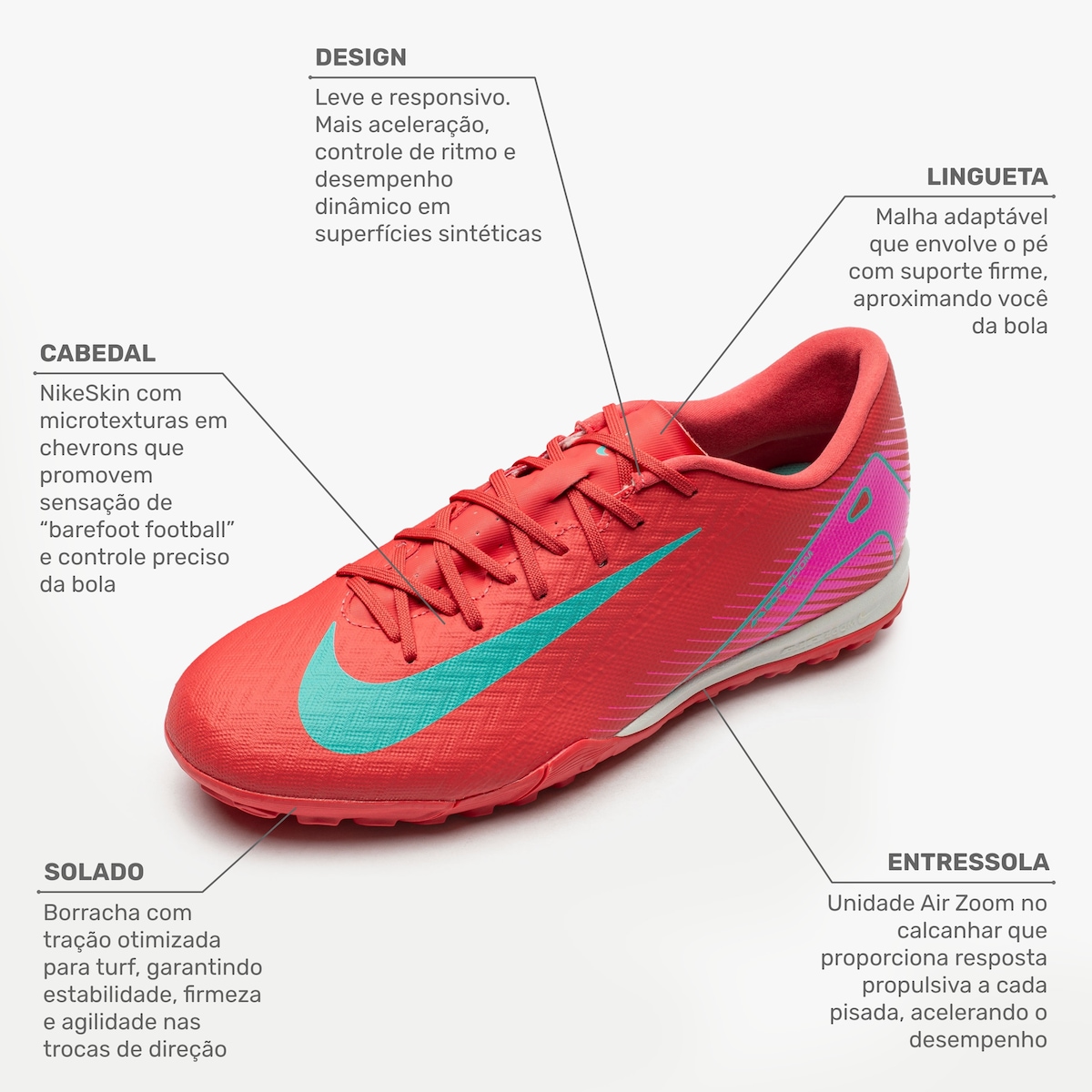 Chuteira Society Nike Zoom Mercurial Vapor 16 Academy Adulto em