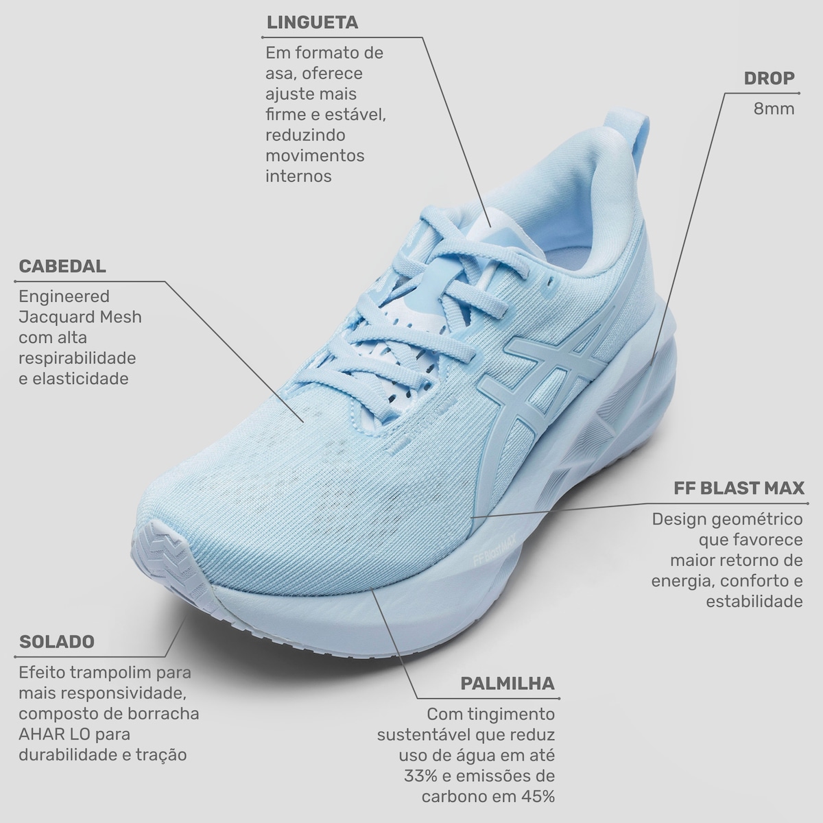 Tênis Feminino ASICS Novablast 5 Lite-Show | Centauro
