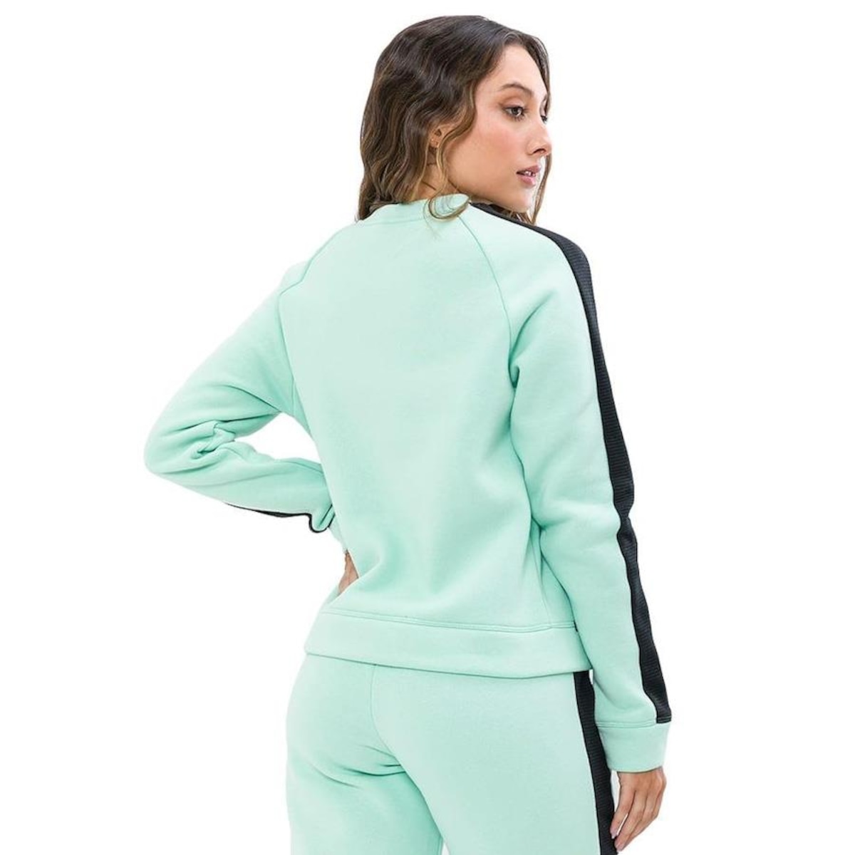 Blusão de Moletom com Capuz Via Movimento Listra Feminino Centauro