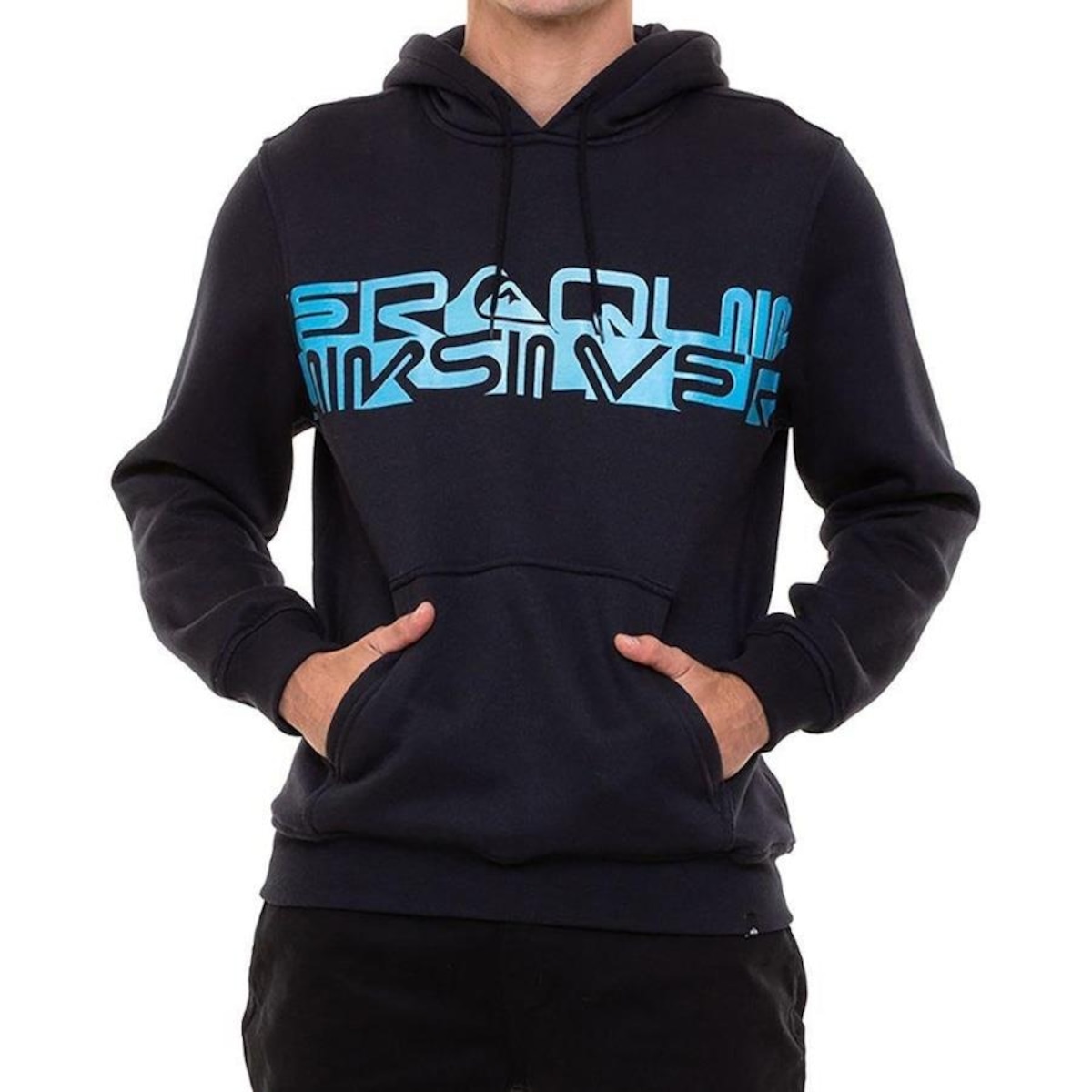 Blusão de Moletom com Capuz Quiksilver Canguru Word Block