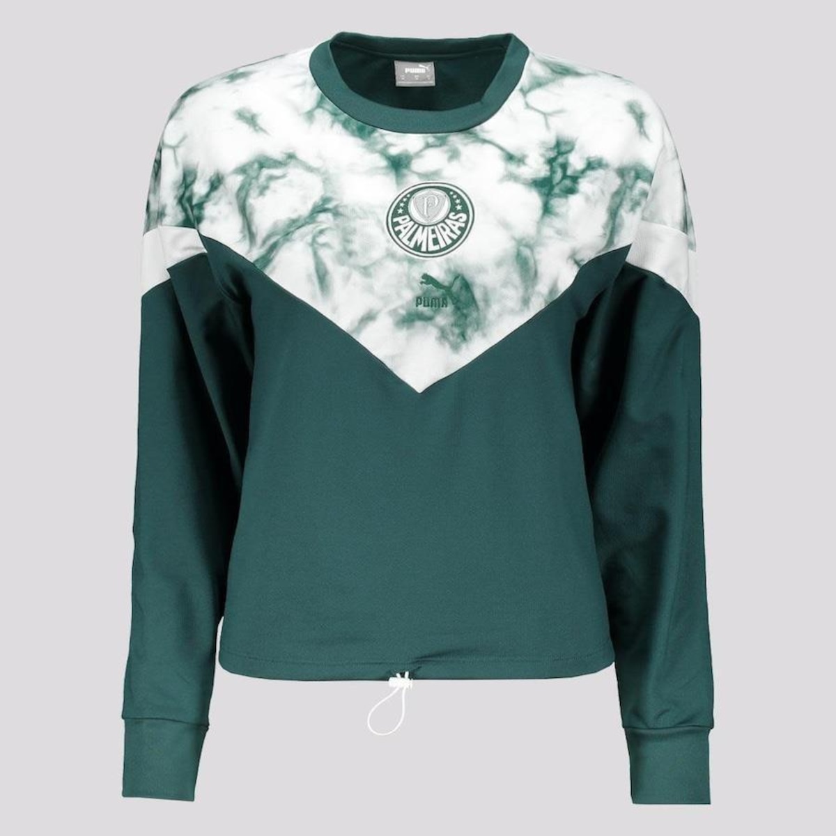 Blusão de Moletom Cropped Puma Palmeiras Iconic MCS Feminino