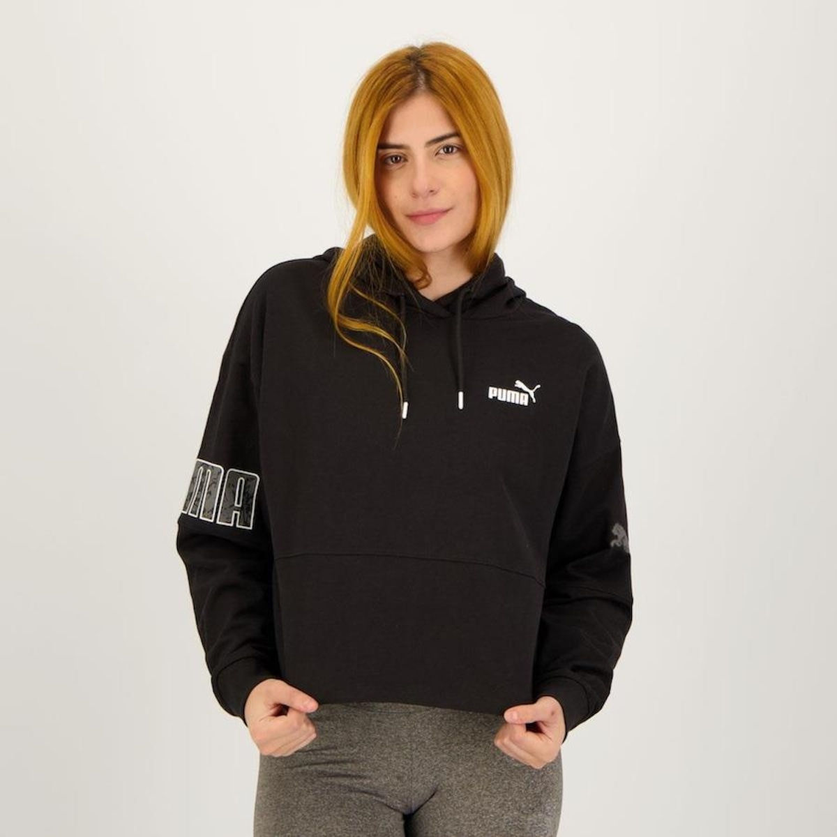 Blusão de Moletom com Capuz Puma Cropped Colorblock Summer