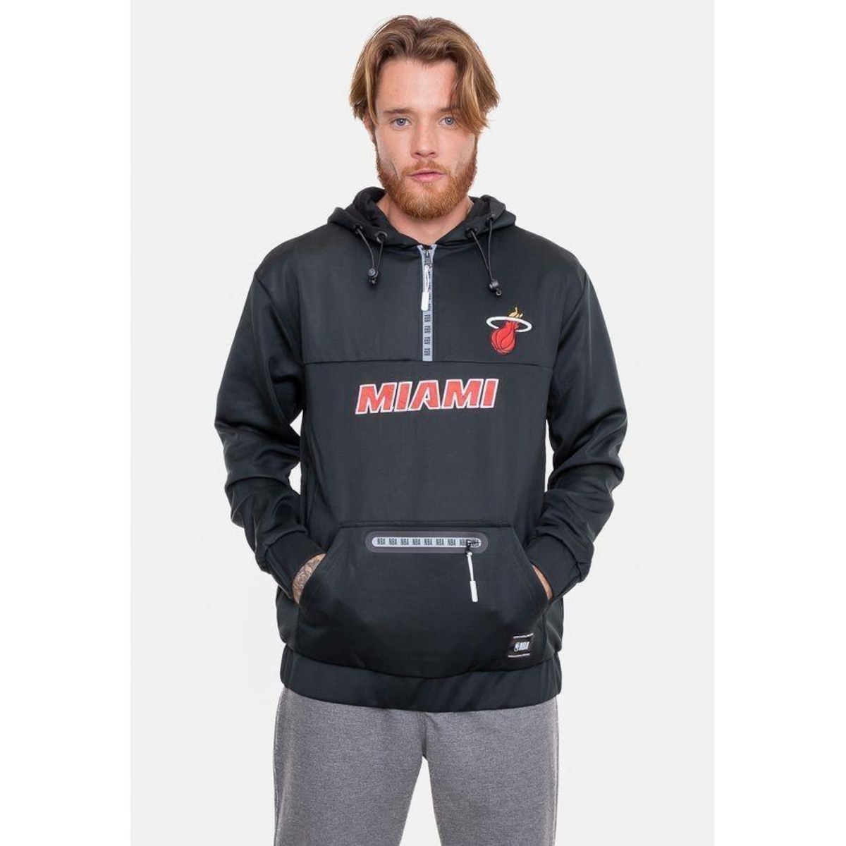 Miami Heat Bermuda Nba Moletom Blusão De Moletom Com Capuz Nba Canguru Neop  Fechado Miami Heat