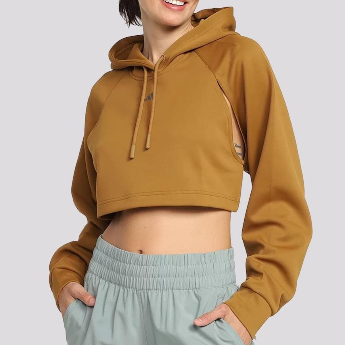 Adidas Feminino Orange Adidas Cropped Hoodie Women's Blusa De