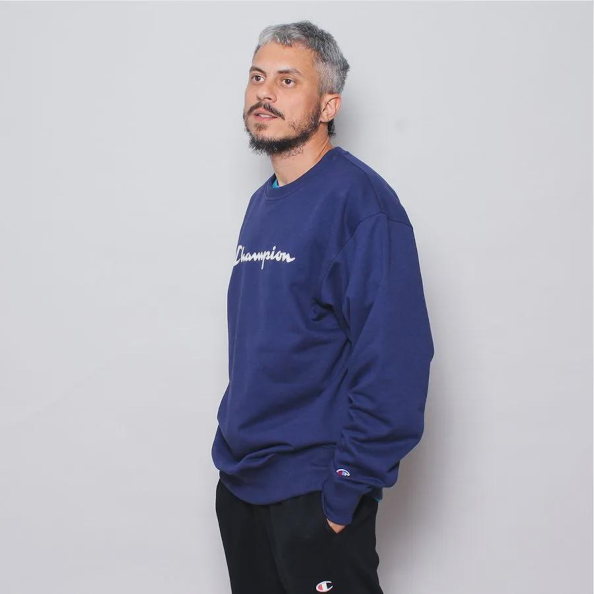 Blusa Moletom Champion sem Capuz Silk Logo Gf88B Y06794B