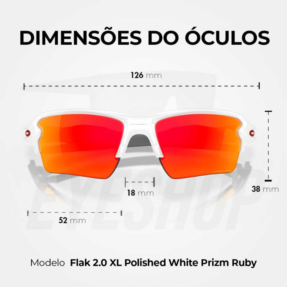 Óculos de Sol Oakley Flak 2.0 XL Polished White Prizm Ruby