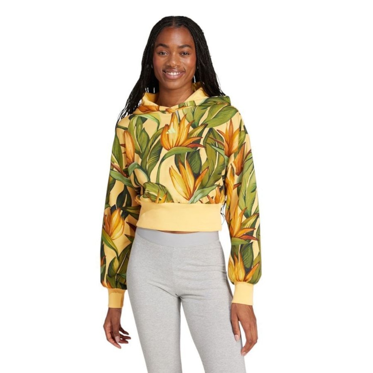 Blusão de Moletom Feminino adidas com Capuz Farm Rio em Promoção