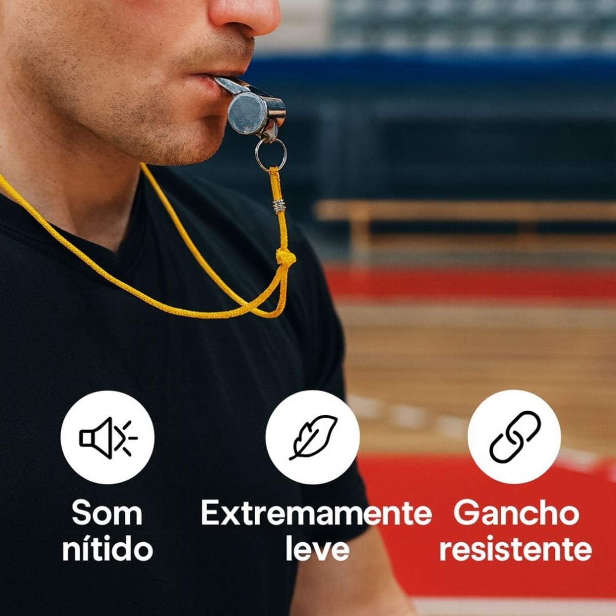 Apito Profissional de Metal DK com Cordão para Árbitros Treinadores Escolas Esportes Recreação - Foto 6