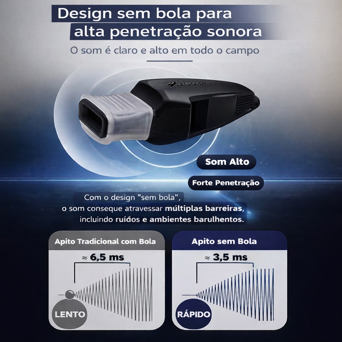 Apito Gold Sports Whale Pro c/ Bocal de Silicone e Cordão de Pescoço - Alta Intensidade Voley - Foto 4