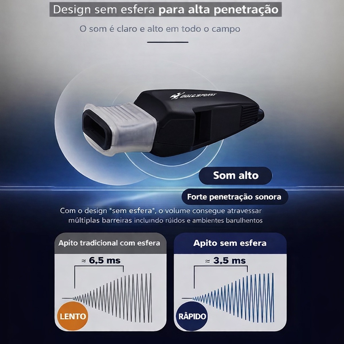 Apito Gold Sports Whale Pro c/ Bocal de Silicone e Cordão de Pescoço - Alta Intensidade Voley - Foto 6