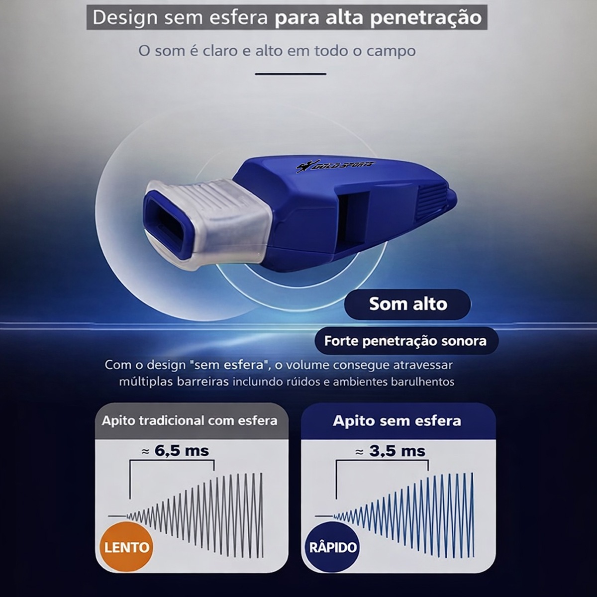 Apito Gold Sports Whale Pro c/ Bocal de Silicone e Cordão de Pescoço - Alta Intensidade Voley - Foto 4