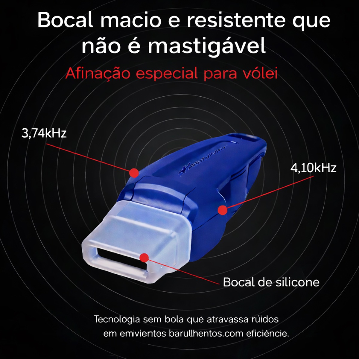 Apito Gold Sports Whale Pro c/ Bocal de Silicone e Cordão de Pescoço - Alta Intensidade Voley - Foto 7
