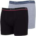 Kit de Cueca Boxer Lupo com 2 Unidades - Adulto PRETO/CINZA CLARO