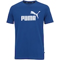 Camiseta Puma Manga Curta Essentials Logo - Masculina AZUL/BRANCO