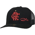 Boné Aba Curva do Flamengo Zico Supercap CRF Silk - Snapback - Trucker - Adulto PRETO