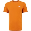 Camiseta Básica Nike Club Logo Pequeno Masculina LARANJA ESCURO