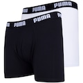 Kit de Cuecas Boxer Cotton Puma com 2 Unidades - Adulto PRETO/BRANCO
