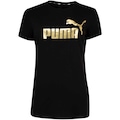 Camiseta Puma Manga Curta Essentials Metallic Logo Tee - Feminina PRETO