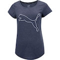 Camiseta Puma Feminina Manga Curta Performance Heather Cat AZUL ESCURO