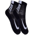 Kit Meia Cano Médio Nike Multiplier Corrida 2 Pares Adulto PRETO/BRANCO