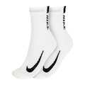 Kit Meia Cano Médio Nike Multiplier Corrida 2 Pares Adulto BRANCO/PRETO