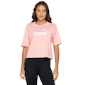 Blusa Feminina Manga Curta Cropped Puma Essentials Logo Tee BRANCO/ROSA CLA