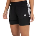 Shorts adidas Feminino Pacer 3 Listras 2 In 1 PRETO/BRANCO