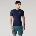 Camiseta de Compressão Under Armour Manga Curta Heatgear - Masculina AZUL ESC/BRANCO
