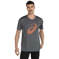 Camiseta ASICS Manga Curta Logo Espiral Crepe Okinawa - Masculina CINZA
