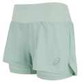 Short Feminino ASICS Duplo de Malha VERDE CLARO