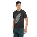 Camiseta Masculina Oxer Manga Curta Cava Tradicional Estampa Folha PRETO