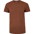 Camiseta ASICS Manga Curta Logo Espiral Crepe - Masculina VERMELHO/LARANJA ESC