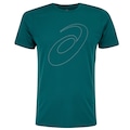 Camiseta ASICS Manga Curta Logo Espiral Crepe - Masculina VERDE ESCURO
