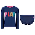 Conjunto Camiseta Manga Longa com Proteção Solar UV 50+ e Calcinha Girl Oxer - Feminino AZUL ESC/ROSA