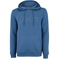 Blusa de Moletom Masculina ASICS com Capuz Canguru Fechado Fleece AZUL/AZUL ESC