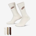 Kit de Meias Nike Sportswear Everyday Essential Crew Unissex BRANCO/MARROM
