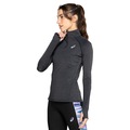 Camiseta Feminina ASICS Manga Longa com Zíper PRETO MESCLA