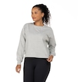 Blusa de Moletom Feminina Oxer com Recorte Texturizado na Lateral CINZA MESCLA