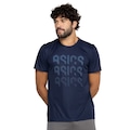 Camiseta Masculina ASICS Manga Curta Logo Ao Cmc Ct AZUL ESCURO