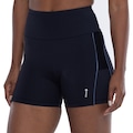 Opção de cor PRETO/AZUL de Bermuda Feminina Oxer Textura Cós Médio Média Compressão