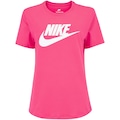 Camiseta Feminina Nike Manga Curta Sportswear Essential Icon ROSA/BRANCO
