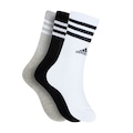 Kit de Meia Cano Alto Adidas 3 Listras Adulto CINZA/BRANCO