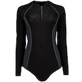 Maiô Feminino Fila Manga Longa Zip III PRETO/CINZA ESC