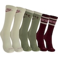 Kit de Meias Cano Alto Nike Feminino Dri-Fit Cushioned Crew com 3 Pares VERDE/VINHO