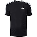 Camiseta Masculina adidas Manga Curta Essentials 3 Listras PRETO/BRANCO