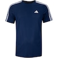 Camiseta Masculina adidas Manga Curta Essentials 3 Listras AZUL ESC/BRANCO